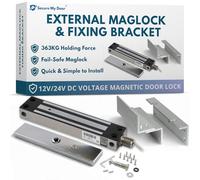 SecureMyDoor IP67 External Weatherproof Maglock with Z&L Fixing Bracket | for Access Control Door Entry or Gate Lock for Outdoor | 363KG Strong Holding Force | Fail Safe