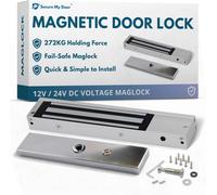 Securemydoor Magnetic Door Lock - Fail Safe 272Kg Holding Force - Mini Magnet Em Maglock For Out Swinging Doors