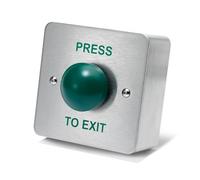 SecureMyDoor - PRESS TO EXIT Green Dome Button Push Door Release Switch | Brushed Stainless Steel | Easy Installation | Ideal for Commercial & Residential Buildings