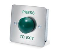 SecureMyDoor - PRESS TO EXIT Green Dome Button Push Door Release Switch - Brushed Stainless Steel with Flush Mount Design - Ideal for Commercial, Residential and Industrial Buildings