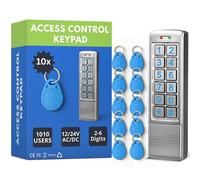 SecureMyDoor Proximity Digital Keypad for Door Entry System | Both RFID Fobs and PIN code Entry | IP65 Weather Resistant for Outdoor and Indoor Use | Standalone Touchpad Backlight LED Keypad