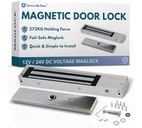 SecureMyDoor - Stainless Steel Magnetic Door Lock | Fail Safe Maglock for Access Control Systems with Strong Holding Force | Mini Magnet with Monitored Status LED