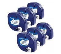 SECURICAM Compatible Dymo Letratag Label Tape Refill - 6 Pack Plastic 12mm X 4M (Fits Lt-100H & Letratag Printers) Black On White