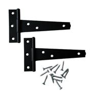 Securit 2 Black Steel Tee Hinges 100mm Garden Gate Shed Door Hinge 4 Inch 1.2mm Leaf
