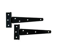 Securit 2 Black Steel Tee Hinges 150mm Garden Gate Shed Door Hinge 6 Inch 1.5mm Leaf