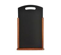 Securit 21 x 45cm Lacquered Finish Elegant Table Top Menu Chalk Board with Handle - Dark Brown