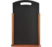 Securit 30 x 50cm Lacquered Finish Elegant Table Top Menu Chalk Board with Handle - Dark Brown