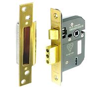 Securit 5 Lever Mortice Door Sash Lock with 2 Keys BS3621 73mm 75mm 63mm Brass Plated