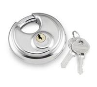 Securit 70mm Discus Padlock Keyed Alike Silver Stainless Steel With X2 Keys