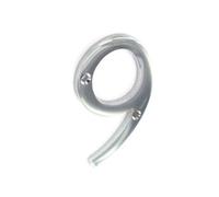Securit 9 Chrome Door Number Silver (75mm)
