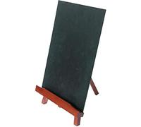Securit A4 Size Lacquered Finish Table Easel with Chalk Board - Mahogany | Promotes daily specials or menu additions directly on countertops, finished with a protective layer for commercial use.