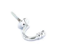 Securit Ball End Chrome Hook (Pack Of 2) Silver (40mm)