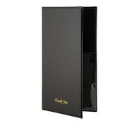 Securit Basic Menu Range - Faux Leather Bill Presenter for Restaurants & Cafes with Inner Card Slot, Check Card Holder, Check Presenter "Thank You" - Black & Gold