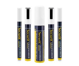 Securit BL-SMAMIX-V5-WT Mixed Liquid Chalk Marker - White (Pack of 5)