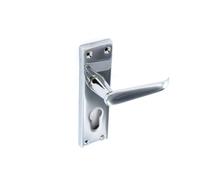 Securit Chrome Euro Lock Handle Pack of 2 in Silver Securit Silver