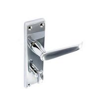 Securit Chrome Flat Bathroom Handles (1 Pair) in Silver Securit Silver