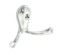 Securit Chrome Plated Double Robe Hook Silver (75mm)