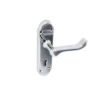 Securit Chrome Shaped Lock Handles (1 Pair) Silver (170mm)