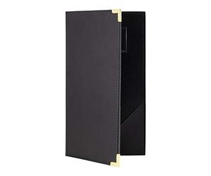 Securit Classic Menu Range - Faux Leather Bill Presenter for Restaurants & Cafes with Inner Card Slot, Check Card Holder, Check Presenter - Black & Gold