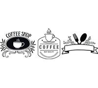 Securit Coffee Shop Theme Window Stencils including Chalk Marker, White, A2, Set of 3
