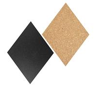Securit Diamond Cork- & Chalkboards - Including Chalkmarker, Pins and Double Sided Tape Mounting Strips - Set of 7 Pcs (4X Chalkboard + 3X Cork)