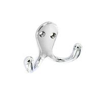 Securit Double Coat Hook (Pack Of 2) Silver (70mm)