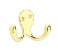 Securit Double Robe Hook (Pack Of 2) Gold (70mm)