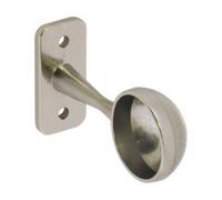 Securit End Bracket - Brushed Nickel, 25mm - Pack Of 2 - Wardrobe Rail End Supports - Durable Closet Rod Holder For Hanging Rails