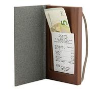 SECURIT Leather Range Bill Presenter 17,9 x 10 cm, Wood, Grey, 17.9 x 10 x 1.8 cm