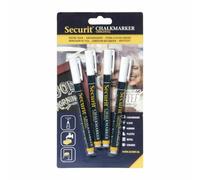 Securit Liquid Chalk Marker Pens Set White with 2mm Precision Tip Pack of 4