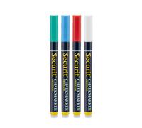 Securit Liquid Chalk Markers Colours - Pack of 4 Colours (Blue, Red, Green & White) | Liquid Chalk Pens, Chalk Board Pens