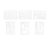 Securit Liquid Chalkmarker Pen Stencil Set for Display Signage - 6-Piece Set, Transparent Stencil Set for Blackboards in Cafe or Restaurants, Assorted Shapes & Letters Stencil Set, Craft Supplies