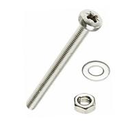 Securit Machine Screws With Nuts & Washers - M5 X 50mm - Pack Of 10 - Pozi Drive Screw - Multi-Purpose Fixings Screws