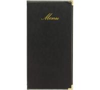 Securit MC-CR45-BL Classic Leather Style Long 1 Double Insert Included in Each menu Holder, which displays 4X A45, Nero
