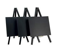 Securit Mini Tripod Table Chalk Board-Lacquered Black Finish, 24 cm x 15 cm (Set of 3), Wood