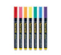 Securit Original Multi-Colour Chalk Marker Pen Blister Pack, 1-2mm Nib Pack of 7 - Colourful, Liquid Chalk Pens, Whiteboard Markers, Chalk Pens for Blackboard, Coloured Erasable Pens