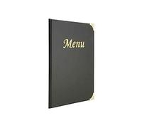 Securit Premium Faux Leather A4 Menu Holder - 8 Pages to View Sleek Display Folder for Food & Drinks - Perfect for Restaurants, Cafe or Bar (Black)