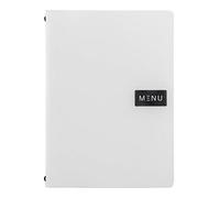 Securit Range, Raw A4 Menu, Bonded leather, Elastic, Metal, White, 33 x 24 x 0.6 cm