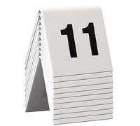 Securit Set of 10 Table Number Signs, White Plastic Tent Style Table Number Cards for Bars, Restaurants, Cafes or Wedding Receptions - Set 11-20 4x4x5cm