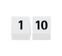 Securit Set of 10 Table Number Signs, White Plastic Tent Style Table Number Cards for Bars, Restaurants, Cafes or Wedding Receptions - Set 1-10 4x4x5cm