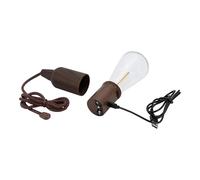 SECURIT - Set of 3 Copenhagen Hanging Parasol Lights - Wireless - Rechargeable by USB-C - Indoor/Outdoor - for Bar, Cafe, Restaurant, Hotel - 22 x 7 x 7 cm - Wood Brown