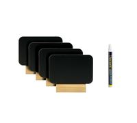 Securit Silhouette Rectangle Mini Chalkboards, Including White Chalkmarker - Wooden Base - Set of 4