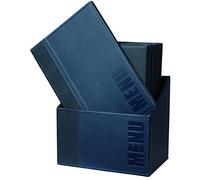 Securit Trendy Leather Style Menu Holders in Blue Box - Displays 4x A4 - Set of 20 A4 Menu Holder