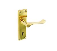 Securit Victorian Scroll Lock Furn Door Handles (Pair) Br (One Size)