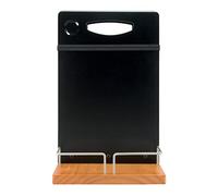 Securit Wooden Chalkboard Menu Holder, Double Sided Condiments Caddy with Blackboard & Extra POS Holder - Great for Cafes, Restaurants & Bars - 22x20cm