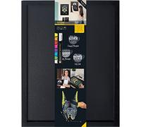 Securit Woody Black Chalkboard Set with Chalkboard Markers, 40 x 60cm Hanging Blackboard, Memo Board, Wipeable Blackboard with Chalk Pen for Office, Kitchen or Weddings