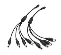 Security-01 2-Pack 1 to 4 Way DC Power Splitter Cable Pigtail, Plug 5.5mm x 2.1mm