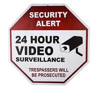 不适用 Security Alert - 24 Hour Video Surveillance - Trespassers Will Be Prosecuted Metal plaque Sign