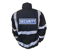 Security Badge Black Yoko Hi Vis Bomber Jacket Reflective, Waterproof, Work Wear Coat Security Officer, High Visibility, By Brook Hi Vis, Medium