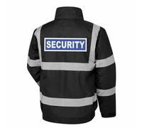 Security Badge Black Yoko Hi Vis Bomber Jacket Reflective, Waterproof, Work Wear Coat Security Officer, High Visibility, By Brook Hi Vis, XXXXXLarge